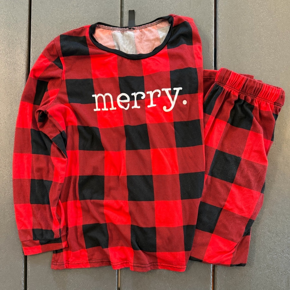 PixieLane Festive Red and Black Checkered Kids Christmas Pajama Set